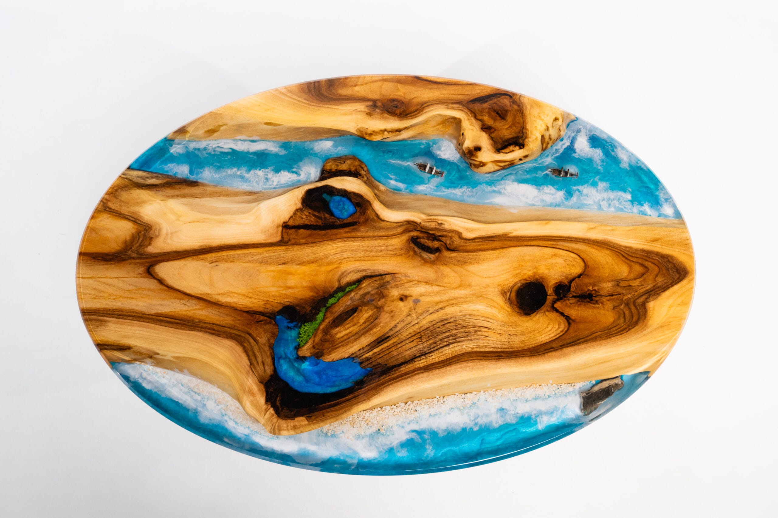 Masută de cafea din lemn de nuc Laguna & Epoxy - imagine 5