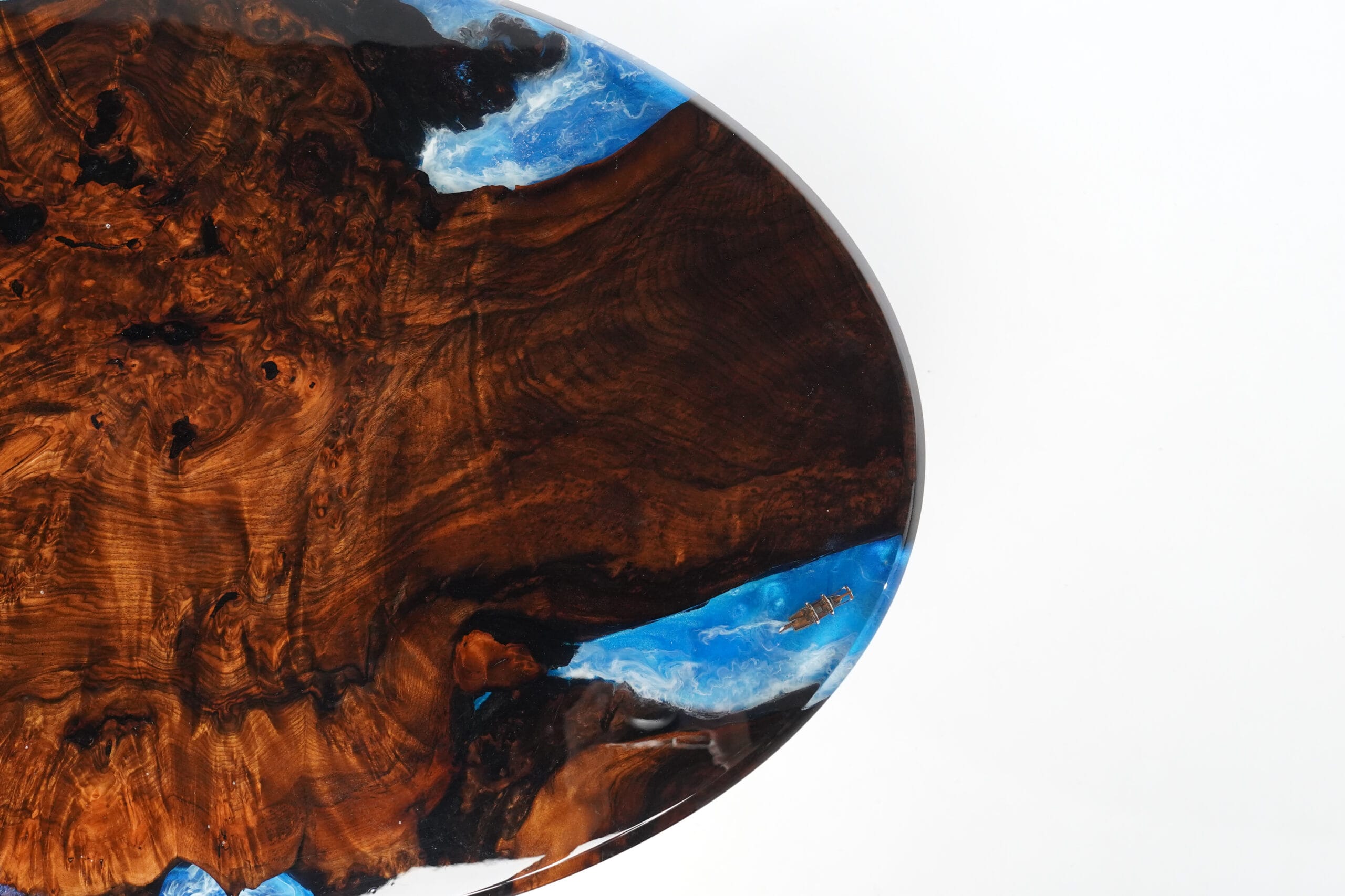 Masută de cafea din lemn radacina nuc & Epoxy - imagine 5