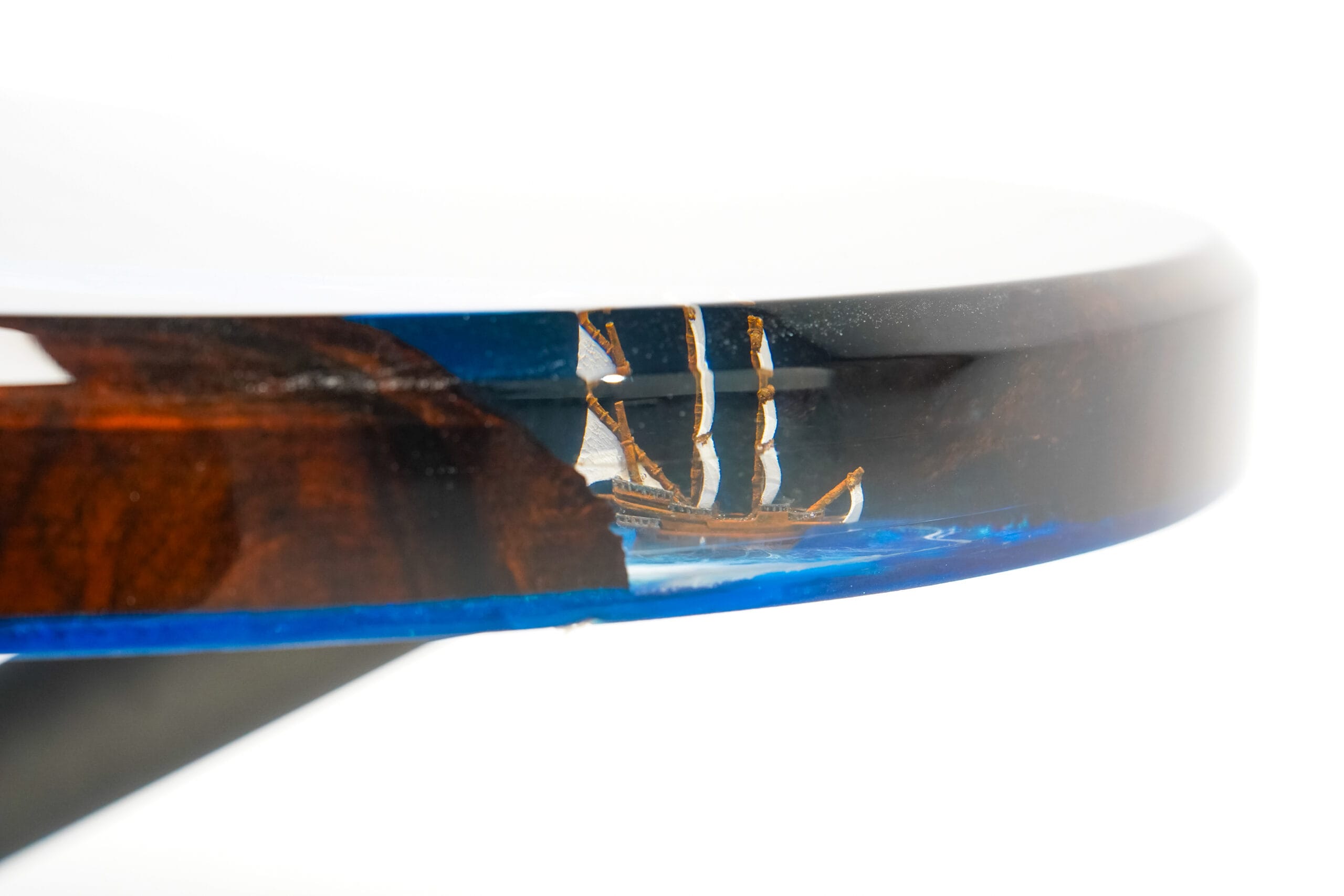 Masută de cafea din lemn radacina nuc & Epoxy - imagine 7