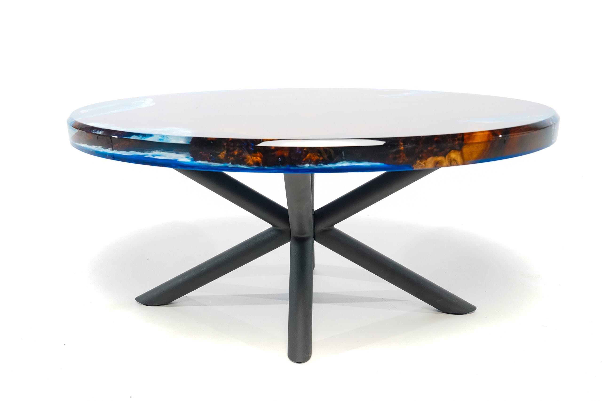 Masută de cafea din lemn radacina nuc & Epoxy - imagine 8
