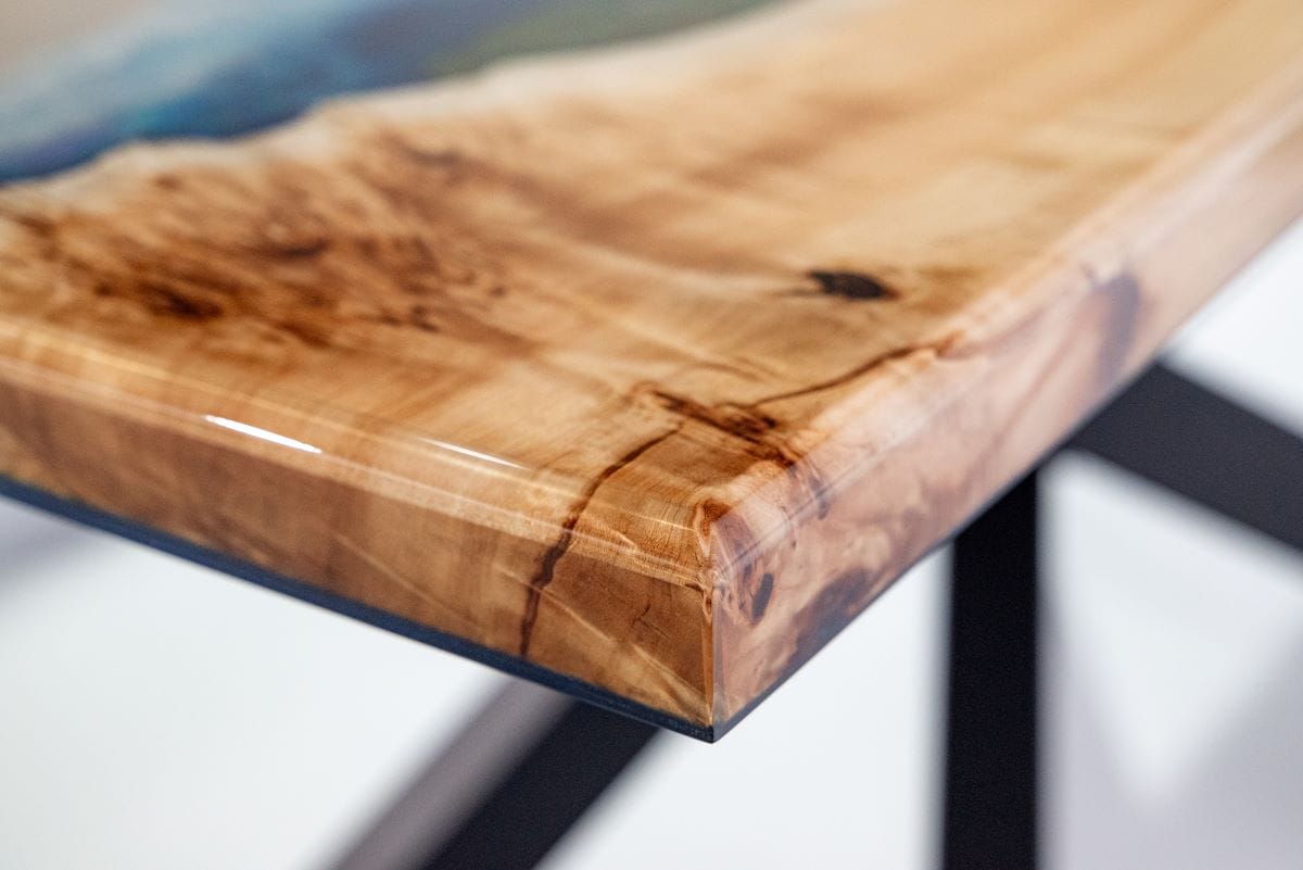 Masă dining din plop bubos & Epoxy - imagine 3
