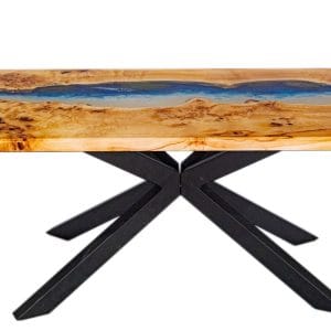 Masă dining din plop bubos & Epoxy