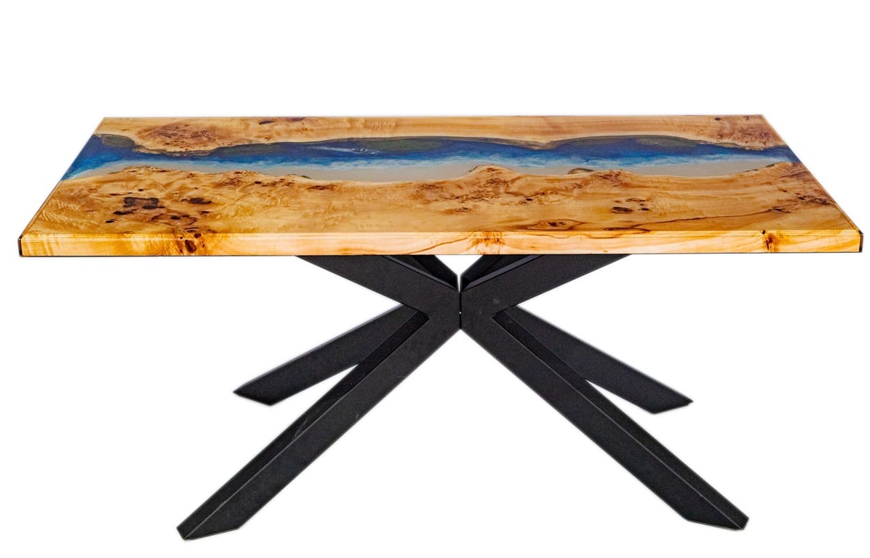 Masă dining din plop bubos & Epoxy