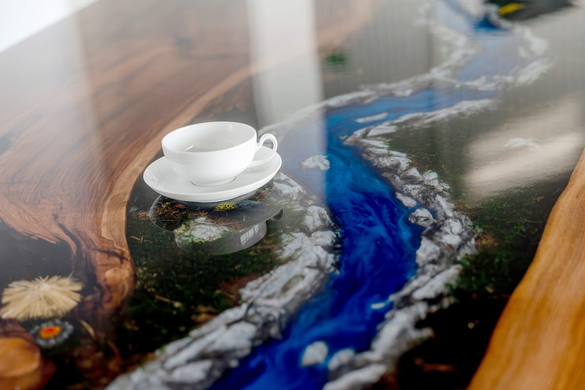 Masă dining nuc & Epoxy - Amazon Spirit - imagine 5
