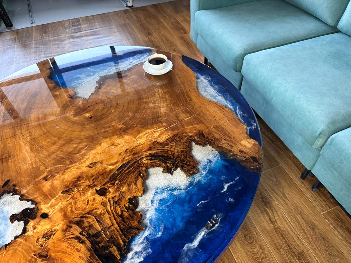 Masă dining din nuc & Epoxy - imagine 3