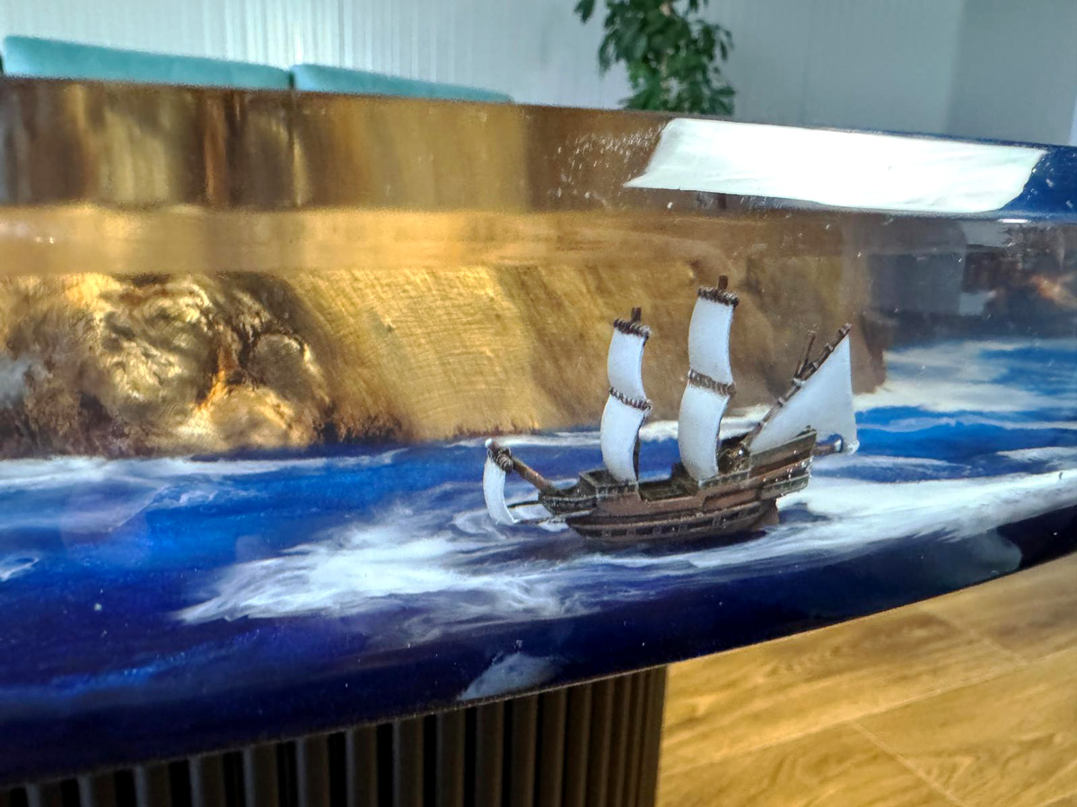 Masă dining din nuc & Epoxy - imagine 5