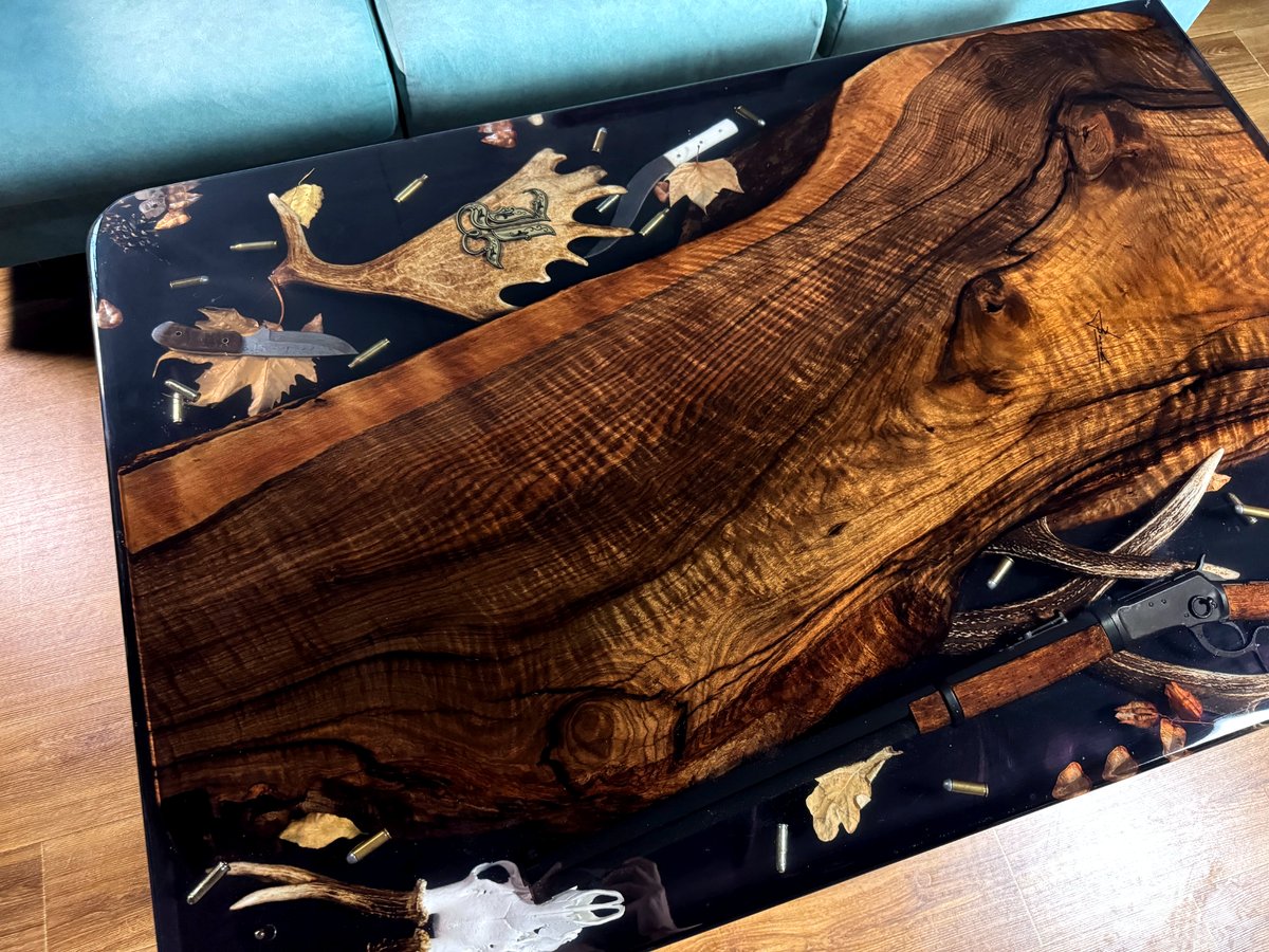 Măsută de cafea din nuc & Epoxy 3 - imagine 3