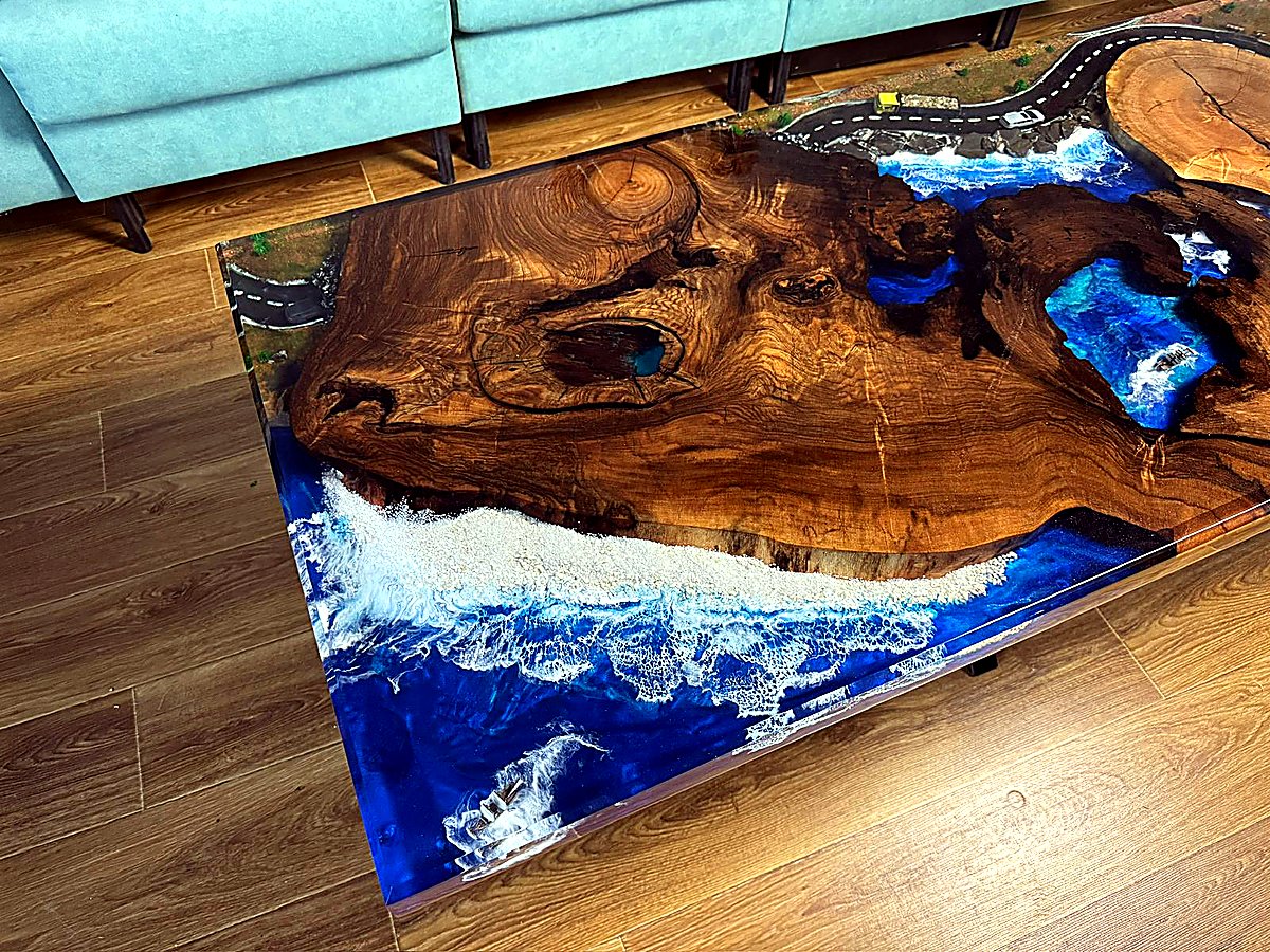 Masă dining din nuc & Epoxy 2 - imagine 5