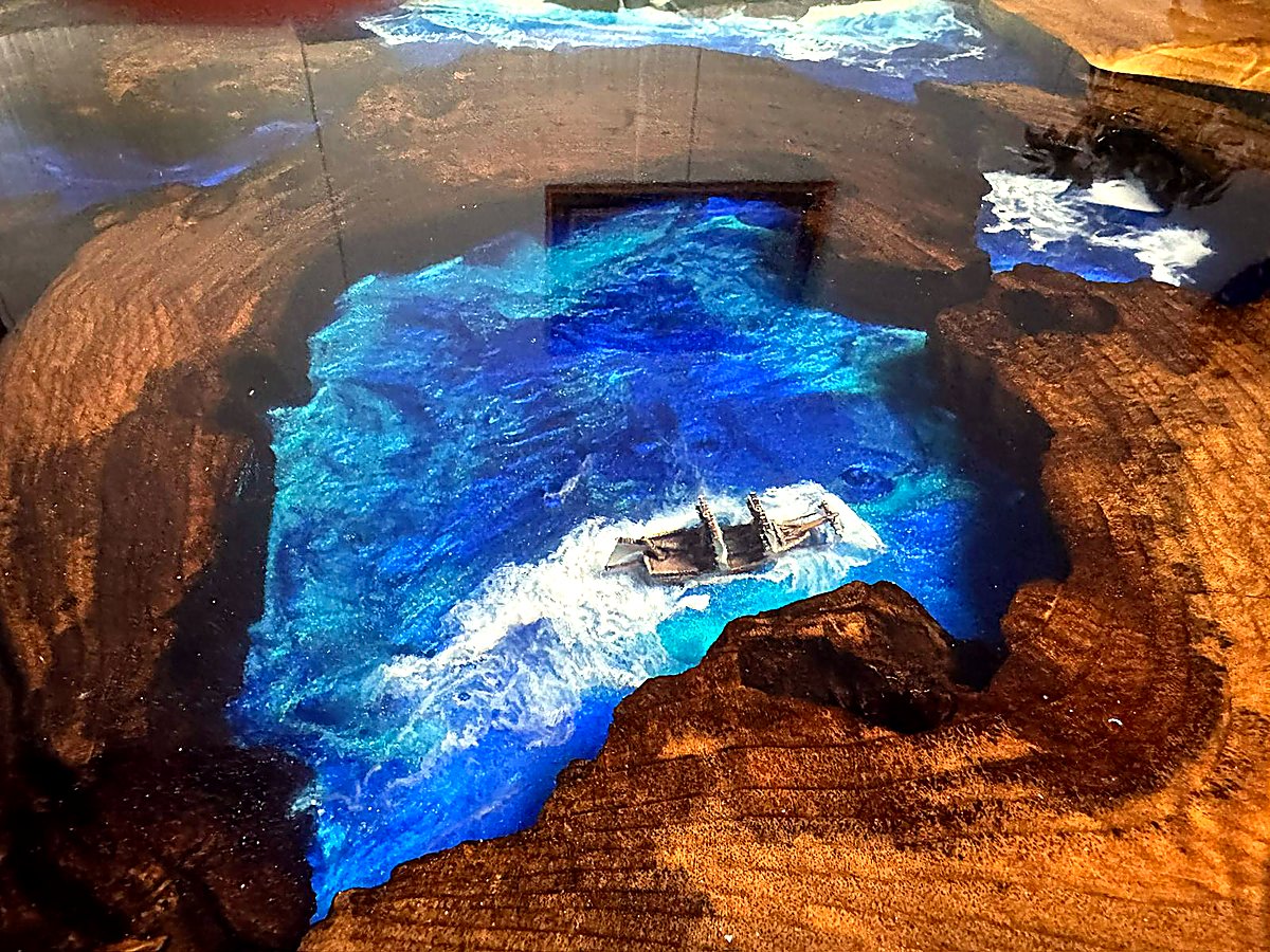 Masă dining din nuc & Epoxy 2 - imagine 4