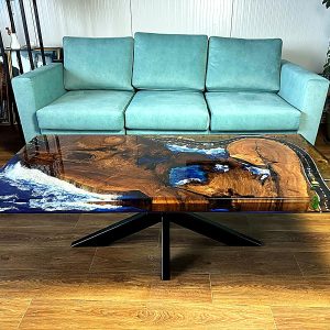 Masă dining din nuc & Epoxy 2