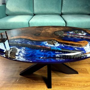 Măsută de cafea din nuc & Epoxy